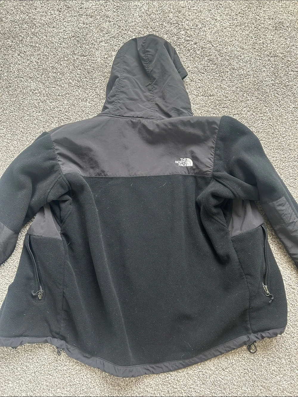 The North Face Black Hooded Fleece Jacket with Chest Panels